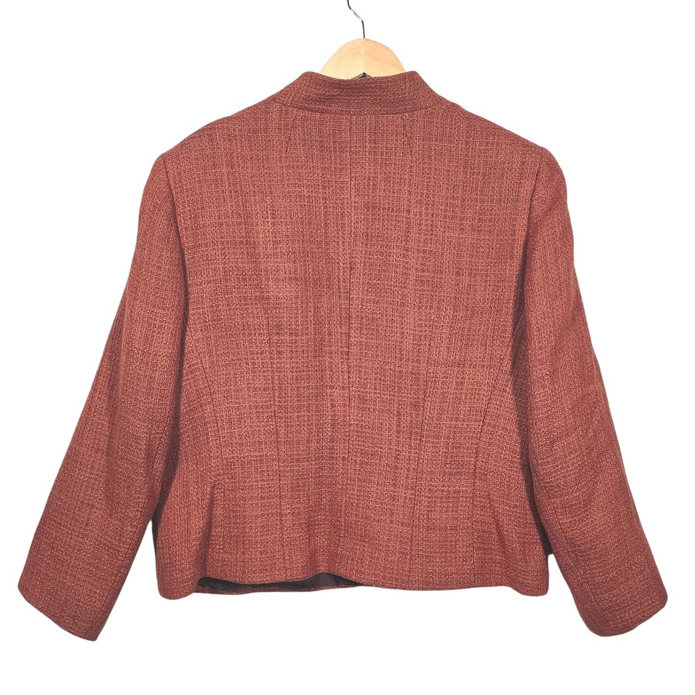 Lafayette 148 New York Textured Blazer Amber Orange Women's Size‎ 16 Wool Blend - Picture 3 of 10